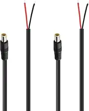 tunghey 2Pack DC7909 Power Pigtails Cable, 12V DC 8mm Male Plug to Bare Wire Open End Power Wire Supply Repair Cable, 16AWG DC 7.9 x 5.5mm Barrel Connector Pigtail for Solar Cell, Laptop Power (0.3m)