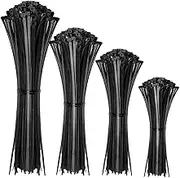 Cable Zip Ties,400 Packs Self-Locking Nylon CableTies Assorted Sizes 4+6+8+12-Inch,Multi-Purpose Wire Management Ties,Zip Wire Tie Perfect for Home,Garden Trellis,Office,Garage and Workshop(Black)