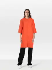 Orange Wool Single Breasted Coat
