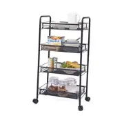 4 Tier Mesh Wire Rolling Cart, Kitchen Storage Organizer Utility 4 tier Black