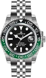 [Lorenz] 28196EE Men's Automatic Stainless Steel Sub 100m Watch, Black, Modern
