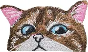 pipomama Cat Face Iron On Patches for Clothing Embroidered Applique Patch Badge Sew On Emblem DIY Craft (Brown)