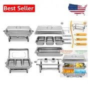 Complete 2-Pack Nonstick 8QT Chafer Set with 1/3 Food Pans - Durable & Elegant