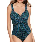 NWT Miraclesuit Amarna Criss Cross Escape One Piece Swimsuit Sz 8 Beach Swimwear