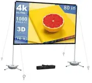 Projector Screen Portable Outdoor Movie: Projection Screens Stand 4K 80 inch