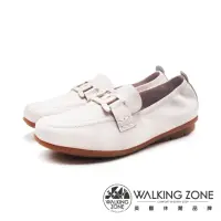 在飛比找momo購物網優惠-【WALKING ZONE】女 鏈型氣質莫卡辛鞋 女鞋(米白