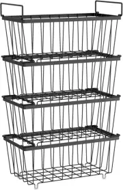 Freezer Organizer Bins - 4 Pack Small Stackable Deep Freezer Organizer Bins for