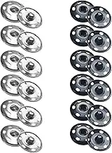 12 Sets Metal Sew on Snap Buttons 25mm Dia Snaps Fasteners Press Studs Buttons for Sewing Clothing (Black and Silver)