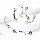 Claw Set Opal Internal Threaded Surgical Steel Curve Bar Eyebrow Ring Piercing