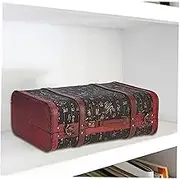Vintage Suitcase,Exquisite Craftsmanship Retro Wooden Chest, Vintage Treasure Trunk for Room Décor