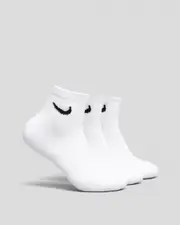[Nike] Nike Boys' Training Ankle Socks 3 Pack in White/Black Size Medium M White/Black