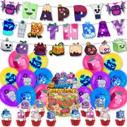 Blox Fruits Party Decorating Set Birthday Banner Cake Cupcake Toppers Balloons Swirls