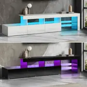 Oikiture TV Cabinet Entertainment Unit Stand LED RGB Gloss Furniture 220CM