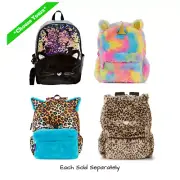 Girls Full Size Plush Backpack *Choose* Unicorn Kitten Leopard Wonder Nation
