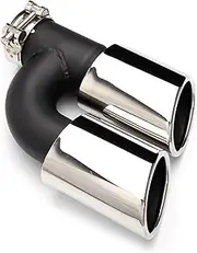 Universal Silver Double Outlet Stainless Steel Chrome Muffler Exhaust Pipe Tip End Trim Modified Tail Throat Liner Pipe