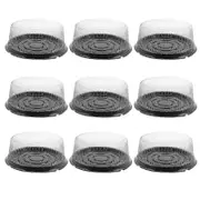 10pcs Reusable Plastic Bakery Cake Box Round Cake Reusable Plastic Container With Lids Cake Boxes Black 24.00X24.00X9.00CM