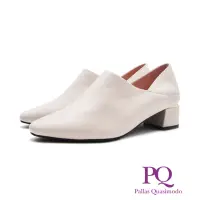 在飛比找momo購物網優惠-【PQ】女 氣質金邊低跟踝靴 女鞋(米白色)