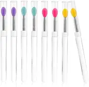 KAILIKETIY 8pcs Reusable Silicone Lip Brushes Portable Lidded Applicators for Lipstick Eyeshadow Gloss Dustproof Design with Smooth Finish for Daily Makeup Use
