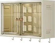 Bathroom Wall Cabinet, Punch-Free Wall-Mounted Cosmetic Storage Cabinet, Over Toilet Waterproof Double Door Wall Shelf Toilet Paper Holder, Bathroom Large Capacity Folding Storage Box with Hooks