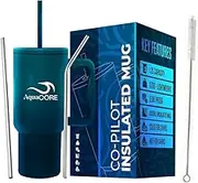 40 oz Insulated Tumbler with Handle and Straw Lid, Reusable Stainless Steel Travel Mug, Includes 2 Extra Straws and Cleaning Brush, Women, and Travelers.