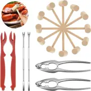 18Pcs Seafood Tools Crab Crackers Nut Cracker Forks Set Opener Shellfish Lobster