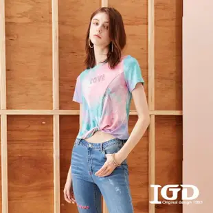 【IGD 英格麗】網路獨賣款-潮流立體鋼印文字渲染上衣(粉色)