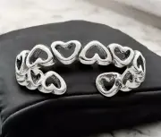 925 Sterling Silver Solid Alternating Hearts Toe Ring - Toe Ring for Woman -