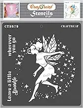 CrafTreat Fairy Stencils for Painting on Canvas, Home Decor, Wall Art, Scrapbooking and Journal Notebook - Fairy Wing Stencils - 6X6 Inches - Angel with Wings Stencils for Wall Decor & Scrapbooking
