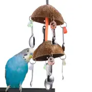 Coconut Shell Parrot Chewing Hanging Spoon Bird Toy Cage Accessories Flexible