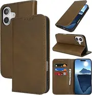 Cavor for iPhone 16 Plus Case, iPhone16 Plus Case Cowhide Pattern PU Leather Book Wallet Magnetic Kickstand Flip Cover Phone Cases with Card Slots(6.7") -Dark Green
