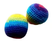 2 x Amazing Rainbow Hacky Sacks Crochet Hand Toy Relieve Stress Ball Hippie