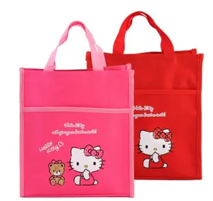 真愛日本 凱蒂貓kitty 韓國 直式 手提補習袋 側坐 桃 紅 小包 手提包 提袋 補習袋
