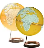 Exerz Illuminated World Globe 33cm diameter Wooden Base - XL Large - 2 in 1 Light up Globe - Self Assembled - Unmellow