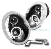 For 02-06 Mini Cooper LED Halo Projector Black Headlights Headlamps w/Bumper DRL (for: Mini)