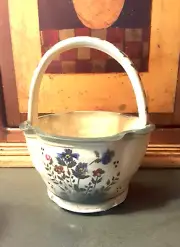 ALDRICH VALLEY POTTERY BASKET~Handpainted WILDFLOWER Design~One of a Kind!