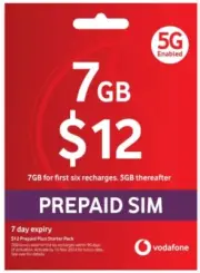 Vodafone $12 Prepaid Mobile SIM Card, Starter Pack, 4G 5G, Nano, Micro, Roaming
