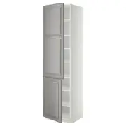 METOD high cabinet with shelves/2 doors, white/Bodbyn grey, 60x60x220 cm