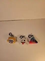 Assorted Lot Of 3 Plush Emoji Keychains