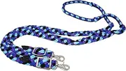 CHALLENGER Horse Western 8' Nylon Braided Knotted Barrel Roping Reins Tack Purple Blue Turquoise Black