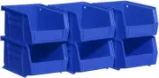 6 Pack Stackable Blue Storage Bins Multi Purpose Organizers For Home And Clas...