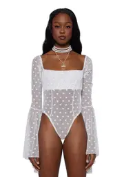 [Sugar Thrillz] Yours Truly Mesh Bodysuit - White