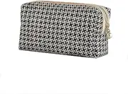 Checkered Makeup Bag for Purse Portable Zipper Make Up Pouch Small Cosmetic Case for Travel Accessories(Black)