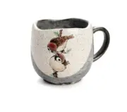 Handcraft Kutani yaki ware Japanese Tea Coffee Mug cup sparrows Toshito Nakamura
