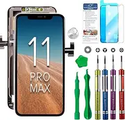 LCD Screen Replacement Compatible with iPhone 11 Pro Max 6.5 inch (Model A2161, A2220, A2218) 3D Touch Screen Display Digitizer Frame Assembly Repair Kit with Repair Tools
