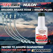 4 F+R Braided Brake Hoses + Nulon Fluid for Toyota Landcruiser HJ75 2"-3" Lift