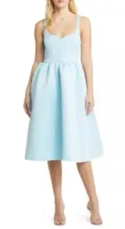 ASOS Dress Scuba Corset Bodice Stretch Teal Full Skirt Women Size 10 *few pulls*