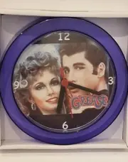 Grease 7" Purple Novelty Wall/Desk Clock New. Olivia Newton-John, John Travolta