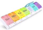 A Week 7 Day Pill Box, Weekly Pill Organizer,Weekly Medicine Box, Medicine Planner, Vitamin Storage Box, Stand Large Daily Pill Container