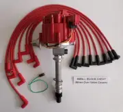 CORVETTE TACH DRIVE HEI Distributor & RED SPARK PLUG WIRES Over Valve Covers USA