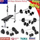 Home Gym Weight Bench with Barbell & Dumbbell Set Body Workout Fitness Equipment